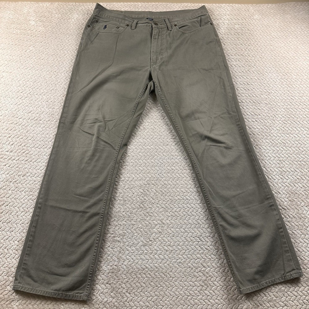 Polo Ralph Lauren 650 Straight Leg Pants‎ Men's 36x32 Green Cotton Chino Travel
